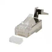 Logilink Suojattu FTP Cat7/6A RJ-45-liitin vedonpoistolla, hopea, 50kpl