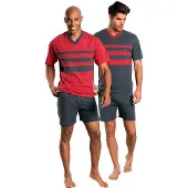 Le jogger Lyhyt pyjama tummanharmaa / punainen