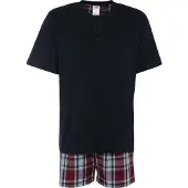 H.I.S. Lyhyt pyjama laivastonsininen / viininpunainen / valkoinen
