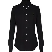 Ralph Lauren for woman. 211664427010 Slim fit oxford shirt in black cotton jersey (L), Casual, Long sleeve