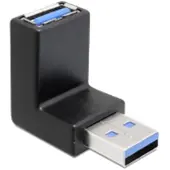 DeLOCK USB-A uros – USB-A naaras -kulmasovitin, musta