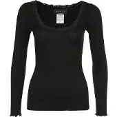 Rosemunde Rwbabette Silk Ls U-Neck Lace T-Shirt - Black - L