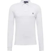 Ralph Lauren for man. 710681126001 Long sleeve white Slim Fit pique polo shirt, white (S), Casual, Cotton