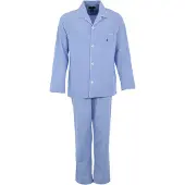 Ralph Lauren for man. 714514095001 Poplin long pyjamas with blue vichy checks (S), Homewear, Cotton, Long sleeve