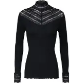Rosemunde Rwbenita Silk Ls Lace T-Neck T-Shi - Black - L