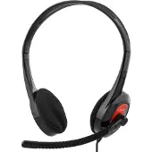 Deltaco – Stereoheadset, 32 Ohm, 1x3,5mm, 4-pin, 1,8m musta/punainen (HL-108)