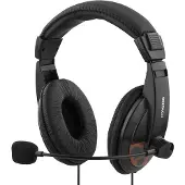Deltaco Suljettu headset, mikrofoni & äänensäätö, 2,5m, musta