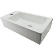 Wiesbaden Pieni suorakulmainen keraaminen pesuallas 36x18 cm XS RHEA, valkoinen, hana vasemmalla