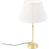 QAZQA Pöytävalaisin kulta/messinki, pliseerattu varjostin kerma 35 cm - Parte