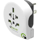 Q2Power maadoitettu matkasovitin, koko maailma - Yhdysvallat,10A,valk.