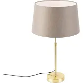 QAZQA Pöytävalaisin kulta/messinki pellavavarjostimella beige 35 cm - Parte