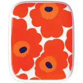 Marimekko Oiva - Unikko lautanen 15 x 12 cm, valk. - punainen - sininen