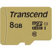 Transcend 8 Gt MicroSDHC UHS-I U1 -muistikortti + SD-adapteri, kulta