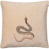 Chhatwal & Jonsson Kirjailtu kobra-tyynyliina 50x50 cm Beige