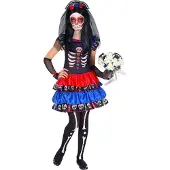 Finidi Punasininen Dia de los muertos- naamiaisasu lapselle - 8-10 vuotta (140 cm)