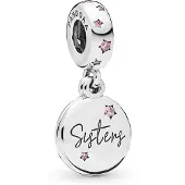 Pandora Sisters Silver Dangle With Fancy Fuchsia Pink Cubic Zirconia - Silver - ONE SIZE