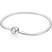 Pandora Snake Chain Silver Bracelet With Round Clasp - Silver - 19 CM