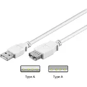 Pro USB 2.0 Hi-Speed jatkojohto, valkoinen