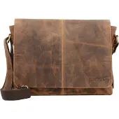 Green Burry Vintage Messenger-laukku Nahka 33 cm Ruskea