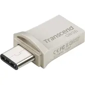 Transcend JetFlash 890 USB-A ja USB-C 3.1 Gen 1 128 Gt -muistitikku, hopea