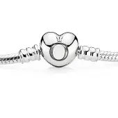 Pandora Silver Bracelet With Heart-Shaped Clasp - Silver - 21 CM