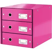 Leitz Click & Store WOW vetolaatikosto (3 ltk), 81 % kierrätyskartonki, Vaaleanpunainen, Kartonki, 286 mm, 358 mm, 282 mm, 2,21 kg