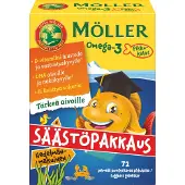 Möller Omega-3 Pikkukalat hedelmänmakuinen säästöpakkaus, 72 kpl