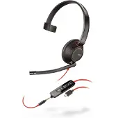Poly Blackwire 5210 -monokuuloke, musta/punainen