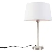 QAZQA Moderni pöytävalaisin terästä valkoisella varjostimella 32 cm - Simplo