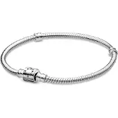 Pandora Moments hopeinen tynnyri käärmeketju rannekoru 594596C00-18
