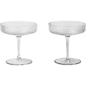 Ferm Living Ripple samppanjalasi, 2 kpl, kirkas