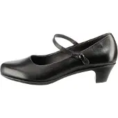 Camper for woman. 20202-088 Helena black leather low shoe -Height heel: 4,5cm (38), 3 to 5 cm, Buckle, Casual