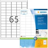 Herma 4254, Valkoinen, Itse kiinnittyvä tulostintarra, A4, Paperi, Laser/Inkjet, Kiinteä