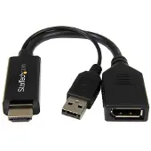 StarTech.com HDMI to DisplayPort Converter 19 pin HDMI Type A Uros 20-nastan Näyttöporttiliitin Naaras Musta