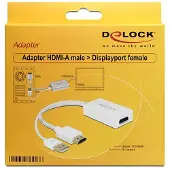 DeLOCK HDMI-A – DisplayPort, USB-virralla toimiva, 0.245 m -sovitin, valkoinen