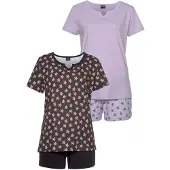 Vivance Pyjamashortsit syreeni / vaalea pinkki / musta