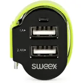 Sweex Autolaturi 3-Ulostuloa 6 A 2 x USB / Micro USB Musta/Vihreä