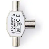 Nedis Satelliitti- ja antenni-sovitin | 2x koaksiaali uros | IEC (Coax) Naaras | Niklattu | 75 Ohm | T-jakaja | Metalli | Hopea | 1 kpl | Laatikko
