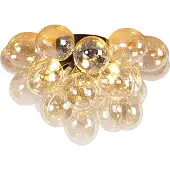 QAZQA Design-kattovalaisin musta amber-lasilla 6-valo - Uvas