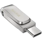 SanDisk 256GB Ultra Dual Drive Luxe, 3.2 Gen1 USB-A+C -muistitikku, 400 MB/s, hopea