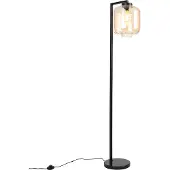 QAZQA Design-lattiavalaisin musta amber-lasilla - Qara Down