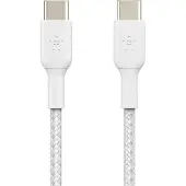 Belkin punottu USB-C -kaapeli, 60 W, 1 m, valkoinen