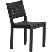 Artek Aalto tuoli 611, musta - musta satulavyö