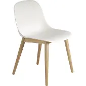 Muuto Fiber ruokapöydän tuoli, puujalat, valkoinen-tammi