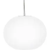 Flos Design-riippuvalaisin GLO-BALL, himmennettävä, Valkoinen/opaali, Olohuone/ruokailutila, Lasi, Design,