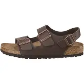Birkenstock for man. 34703 Milano Birko-Flor Sandals (Narrow Fit) brown (44), Leather, Flat, Buckle, Casual