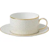 Wedgwood Arris teekuppi aluslautasella Valkoinen
