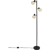QAZQA Design-lattiavalaisin musta kullalla 3-valo säädettävä - Mesh