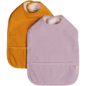 Filibabba Bibs With Velcro 2-Pack - Golden Mustard/Light Lavender - Purple - 36X29X1.15CM
