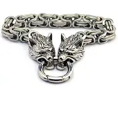 Northern Viking Jewelry Clasp Byzantine Wolf Head rannekoru NVJRA015